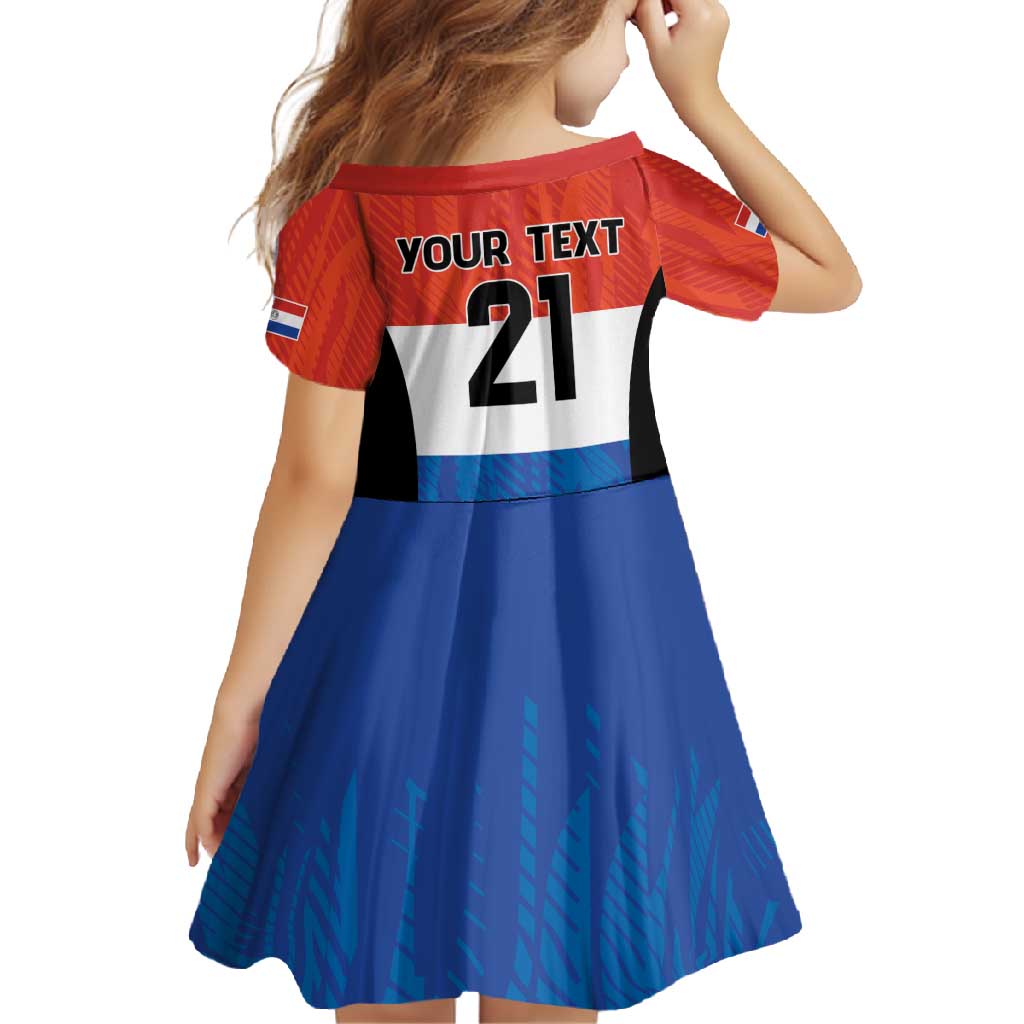 Paraguay Football Custom Family Matching Short Sleeve Bodycon Dress and Hawaiian Shirt Come On Albirroja with Flag Style