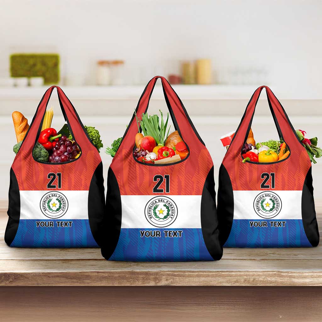Paraguay Football Custom Grocery Bag Come On Albirroja with Flag Style