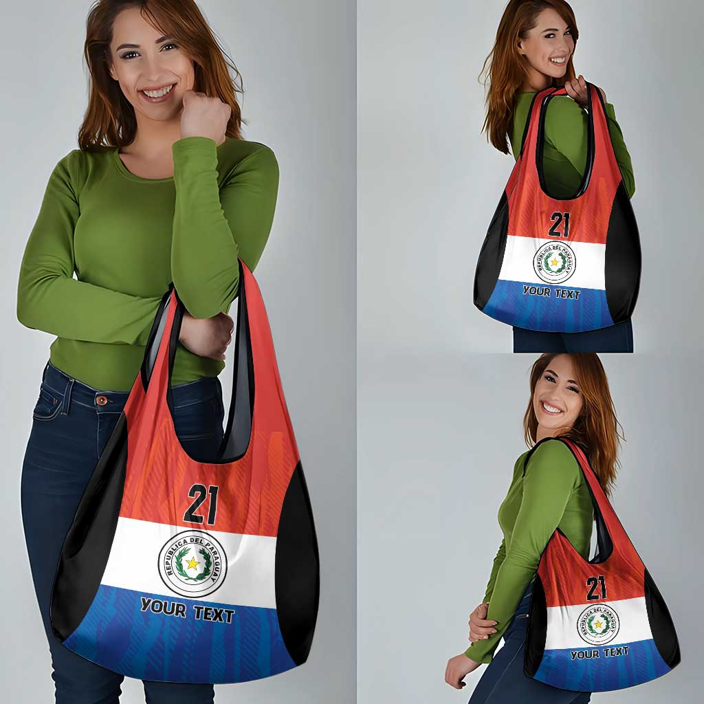 Paraguay Football Custom Grocery Bag Come On Albirroja with Flag Style