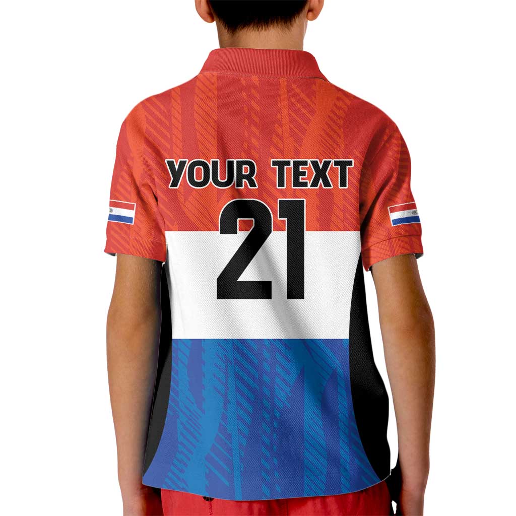 Paraguay Football Custom Kid Polo Shirt Come On Albirroja with Flag Style