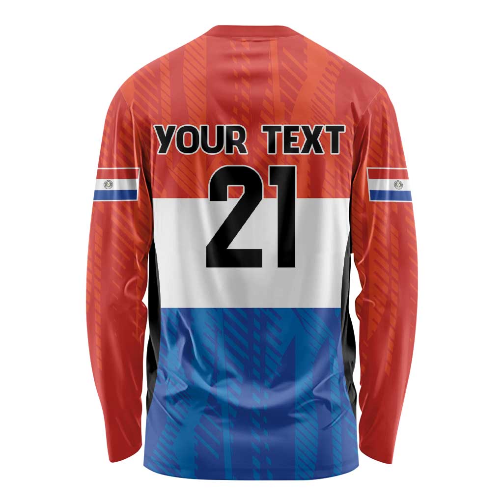 Paraguay Football Custom Long Sleeve Shirt Come On Albirroja with Flag Style