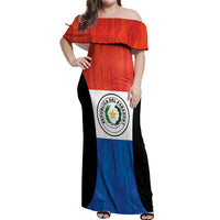 Paraguay Football Custom Off Shoulder Maxi Dress Come On Albirroja with Flag Style
