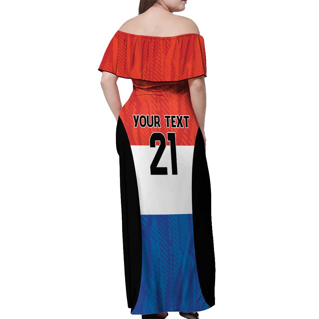 Paraguay Football Custom Off Shoulder Maxi Dress Come On Albirroja with Flag Style