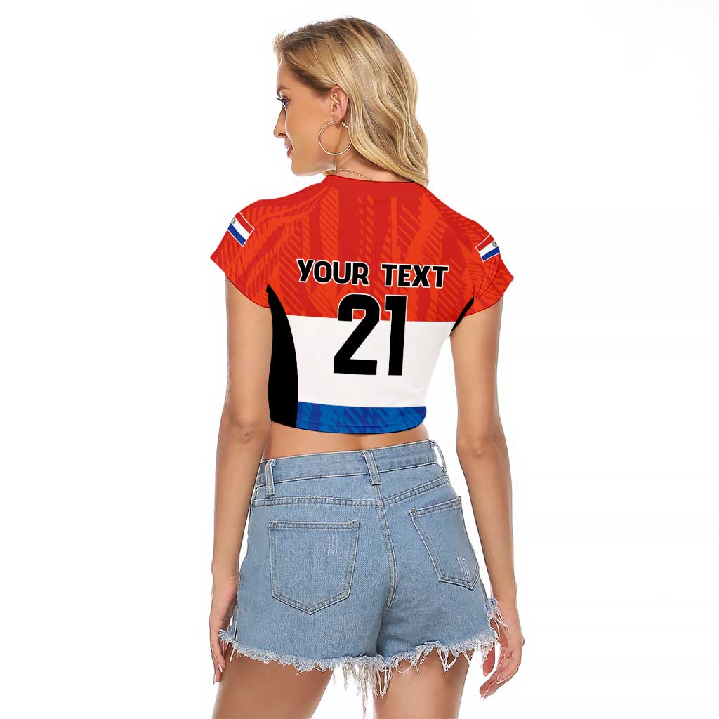 Paraguay Football Custom Raglan Cropped T Shirt Come On Albirroja with Flag Style