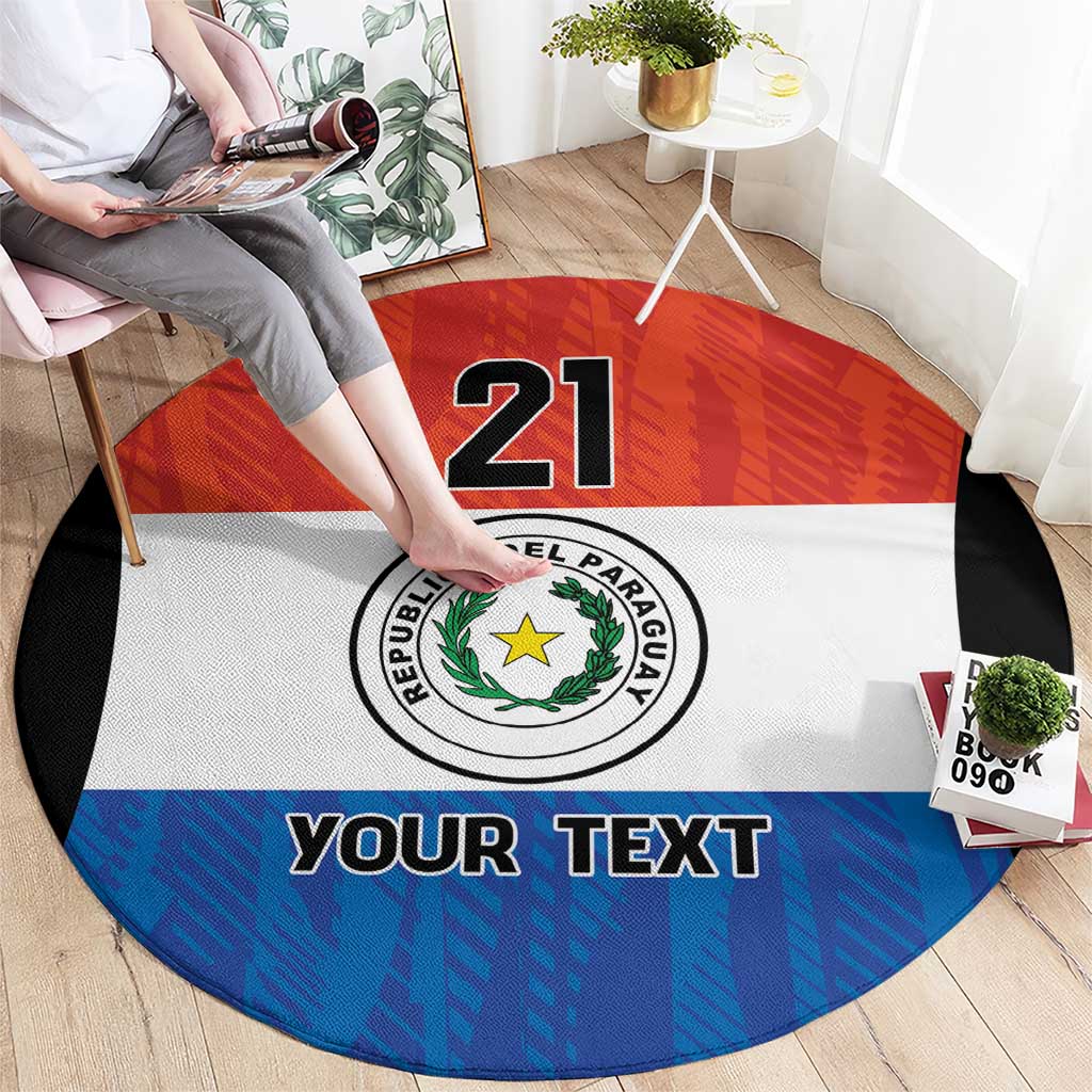 Paraguay Football Custom Round Carpet Come On Albirroja with Flag Style