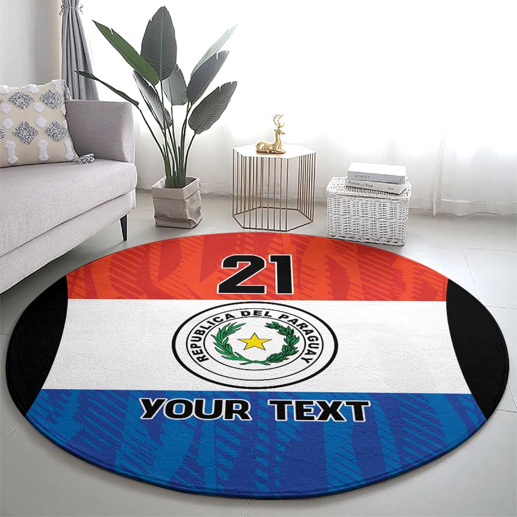 Paraguay Football Custom Round Carpet Come On Albirroja with Flag Style