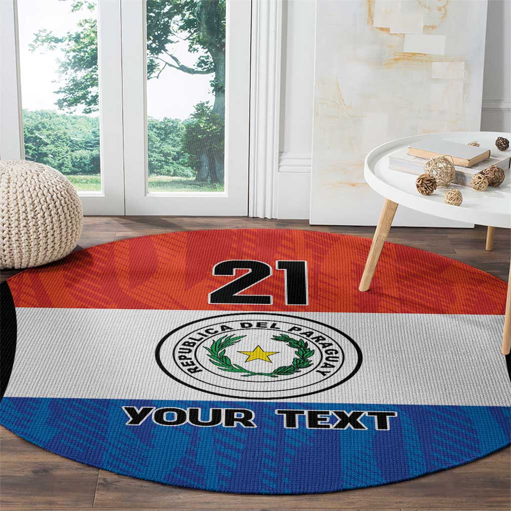 Paraguay Football Custom Round Carpet Come On Albirroja with Flag Style
