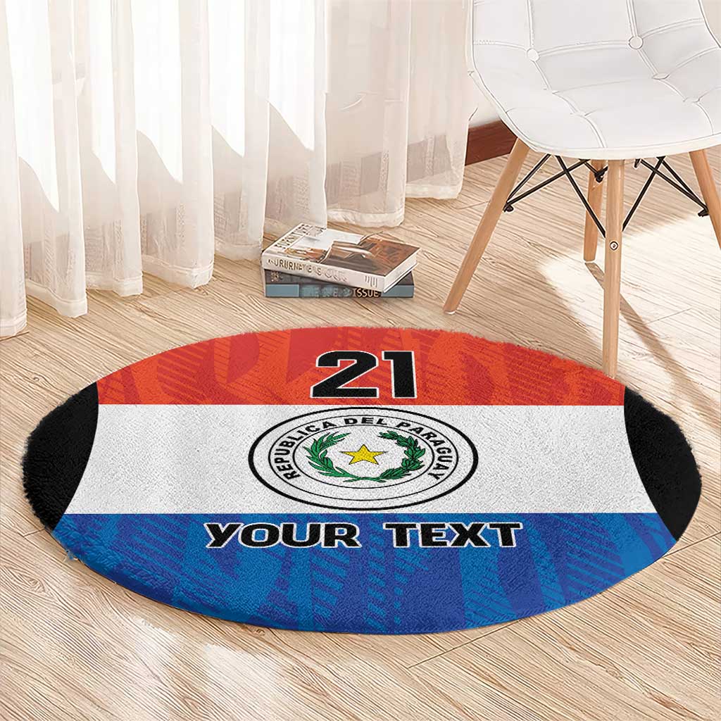 Paraguay Football Custom Round Carpet Come On Albirroja with Flag Style