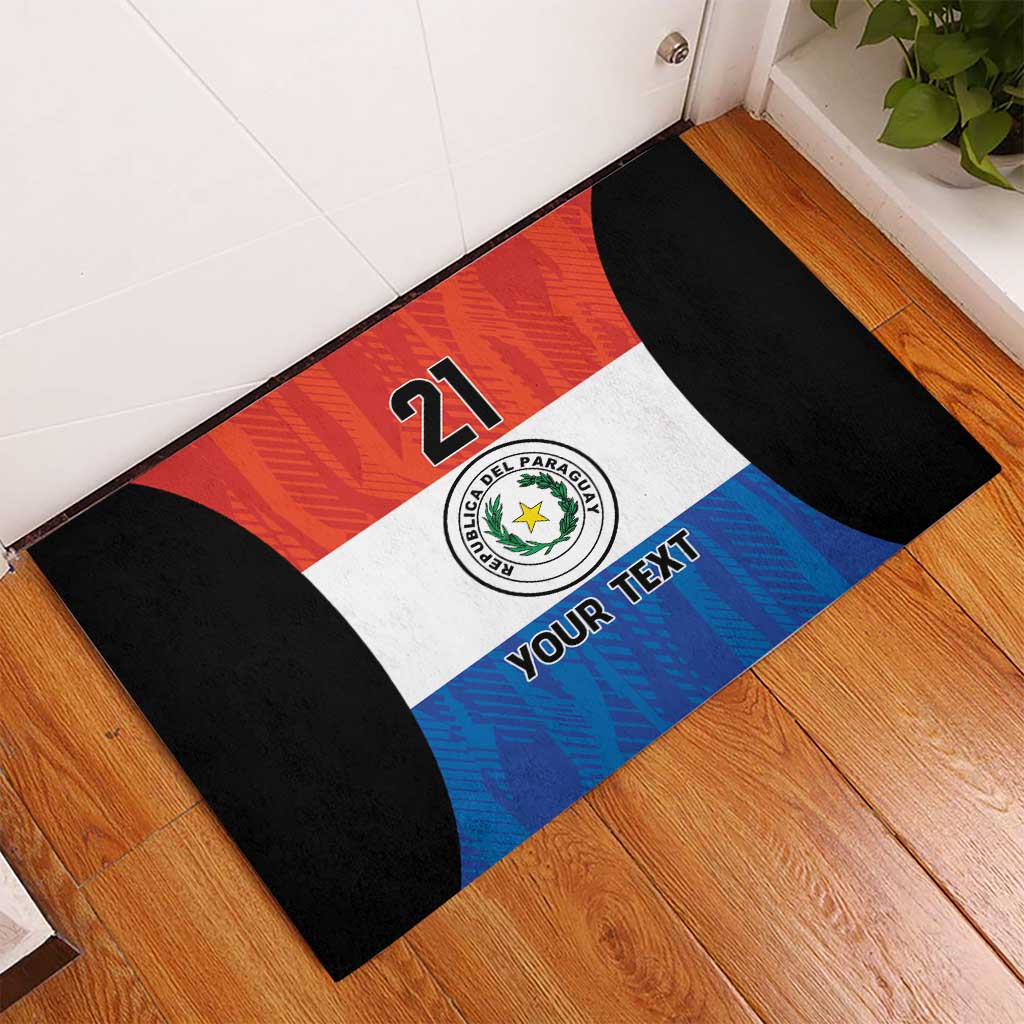 Paraguay Football Custom Rubber Doormat Come On Albirroja with Flag Style