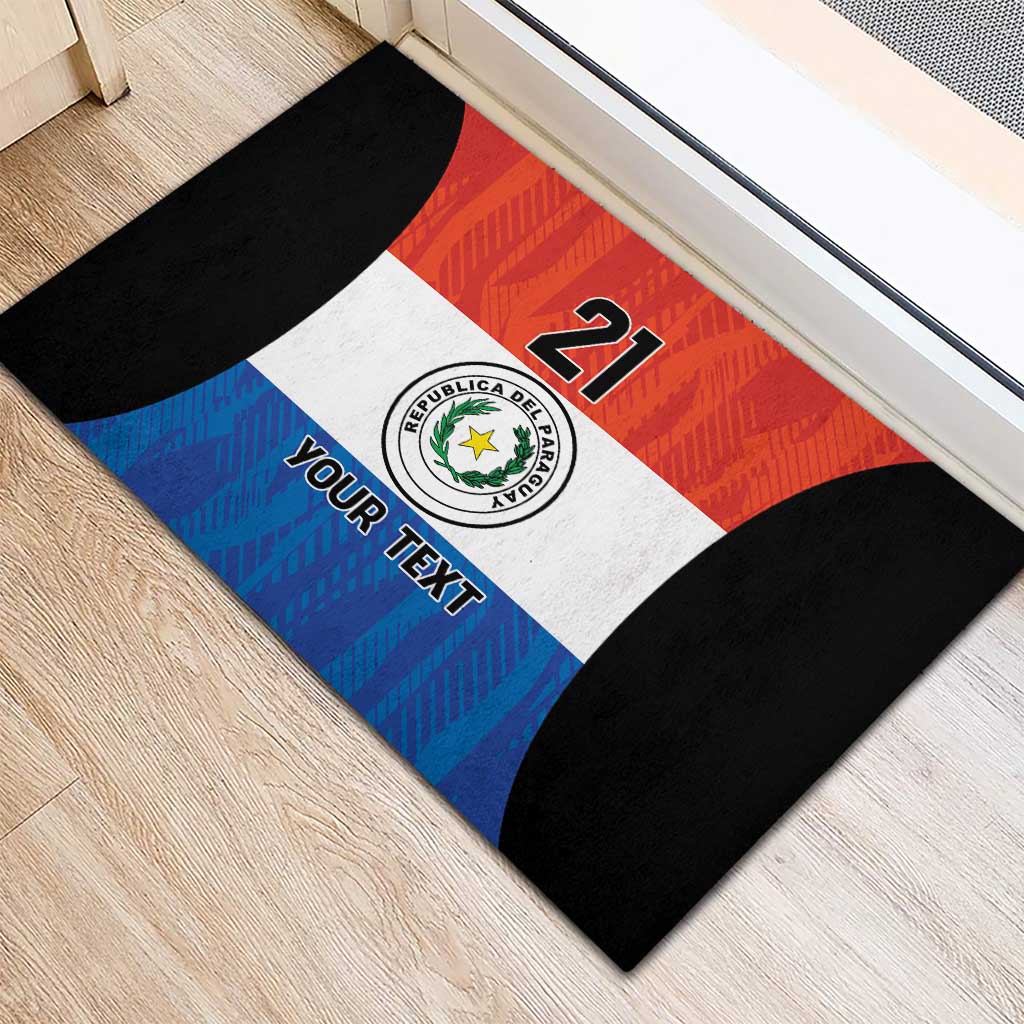 Paraguay Football Custom Rubber Doormat Come On Albirroja with Flag Style