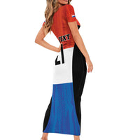 Paraguay Football Custom Short Sleeve Bodycon Dress Come On Albirroja with Flag Style