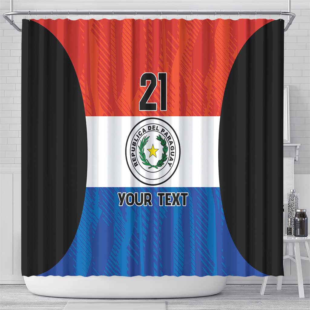 Paraguay Football Custom Shower Curtain Come On Albirroja with Flag Style