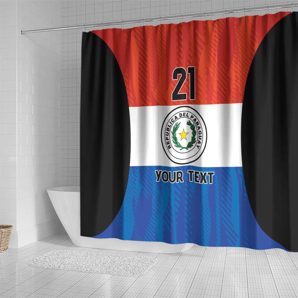 Paraguay Football Custom Shower Curtain Come On Albirroja with Flag Style
