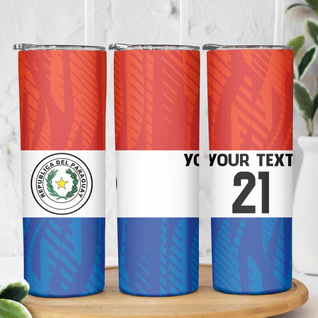 Paraguay Football Custom Skinny Tumbler Come On Albirroja with Flag Style