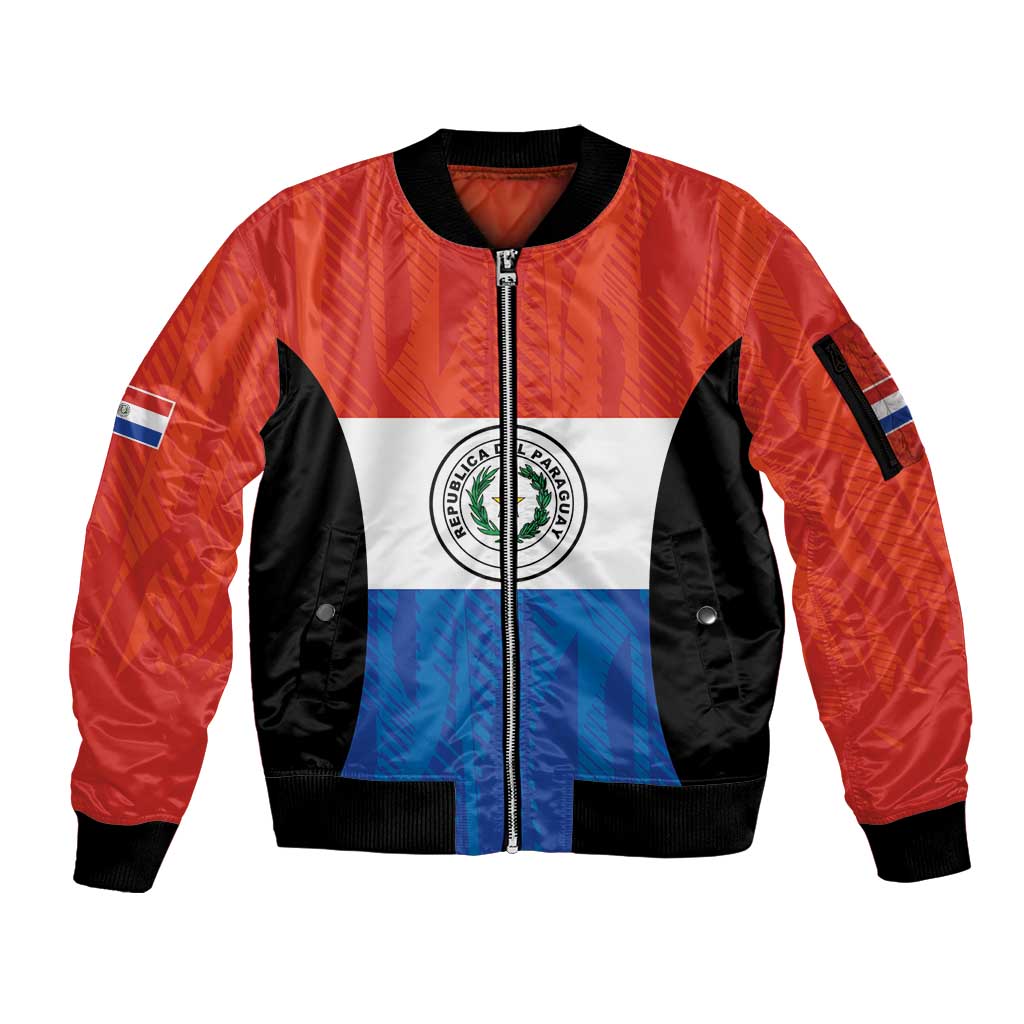 Paraguay Football Custom Sleeve Zip Bomber Jacket Come On Albirroja with Flag Style