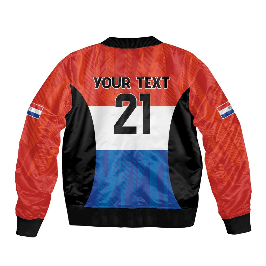 Paraguay Football Custom Sleeve Zip Bomber Jacket Come On Albirroja with Flag Style