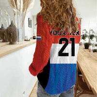 Paraguay Football Custom Women Casual Shirt Come On Albirroja with Flag Style