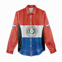Paraguay Football Custom Women Casual Shirt Come On Albirroja with Flag Style