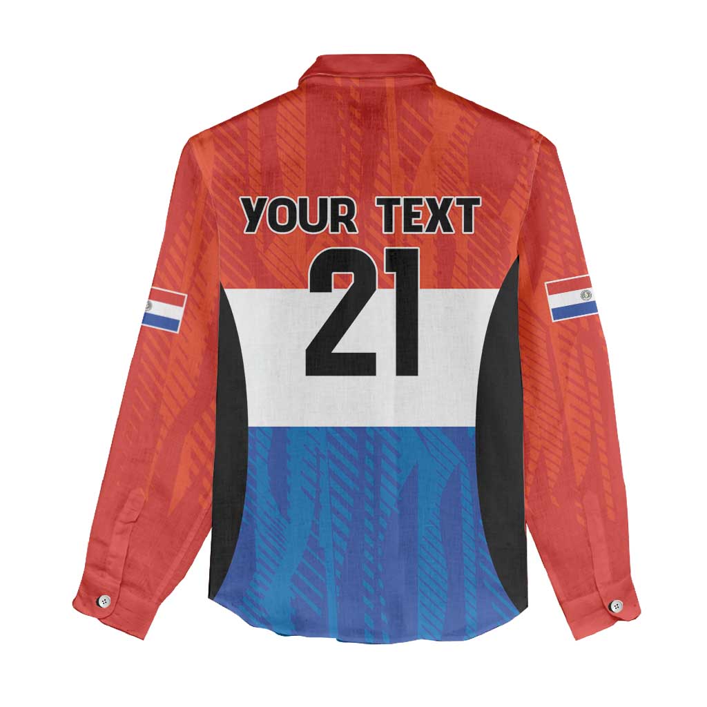 Paraguay Football Custom Women Casual Shirt Come On Albirroja with Flag Style
