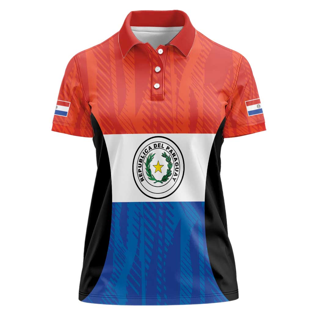 Paraguay Football Custom Women Polo Shirt Come On Albirroja with Flag Style