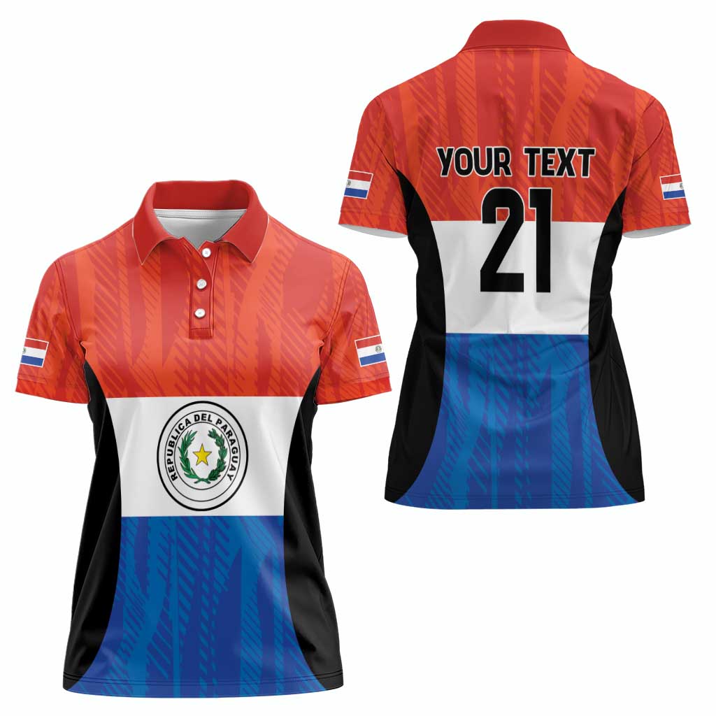 Paraguay Football Custom Women Polo Shirt Come On Albirroja with Flag Style