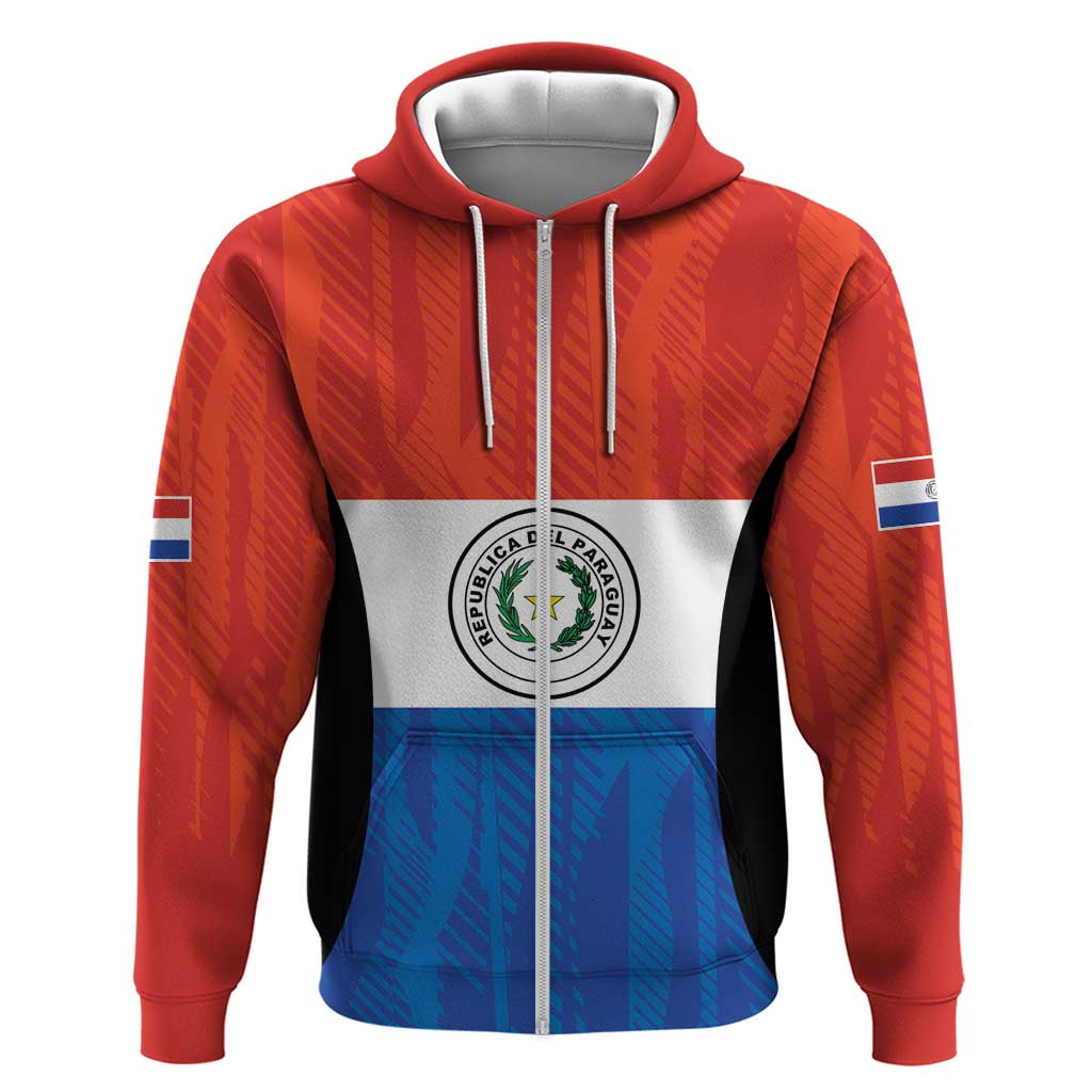 Paraguay Football Custom Zip Hoodie Come On Albirroja with Flag Style