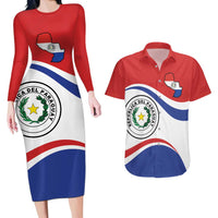 Paraguay Paz y justicia Couples Matching Long Sleeve Bodycon Dress and Hawaiian Shirt Coat of arms of Paraguay