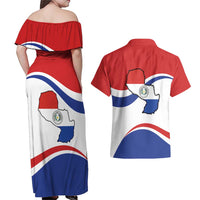 Paraguay Paz y justicia Couples Matching Off Shoulder Maxi Dress and Hawaiian Shirt Coat of arms of Paraguay