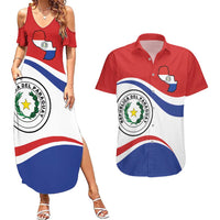 Paraguay Paz y justicia Couples Matching Summer Maxi Dress and Hawaiian Shirt Coat of arms of Paraguay