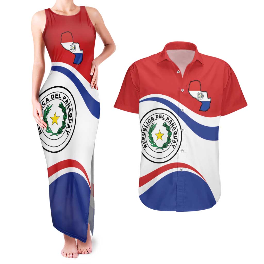 Paraguay Paz y justicia Couples Matching Tank Maxi Dress and Hawaiian Shirt Coat of arms of Paraguay