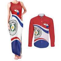 Paraguay Paz y justicia Couples Matching Tank Maxi Dress and Long Sleeve Button Shirt Coat of arms of Paraguay