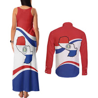Paraguay Paz y justicia Couples Matching Tank Maxi Dress and Long Sleeve Button Shirt Coat of arms of Paraguay