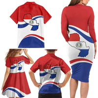 Paraguay Paz y justicia Family Matching Long Sleeve Bodycon Dress and Hawaiian Shirt Coat of arms of Paraguay