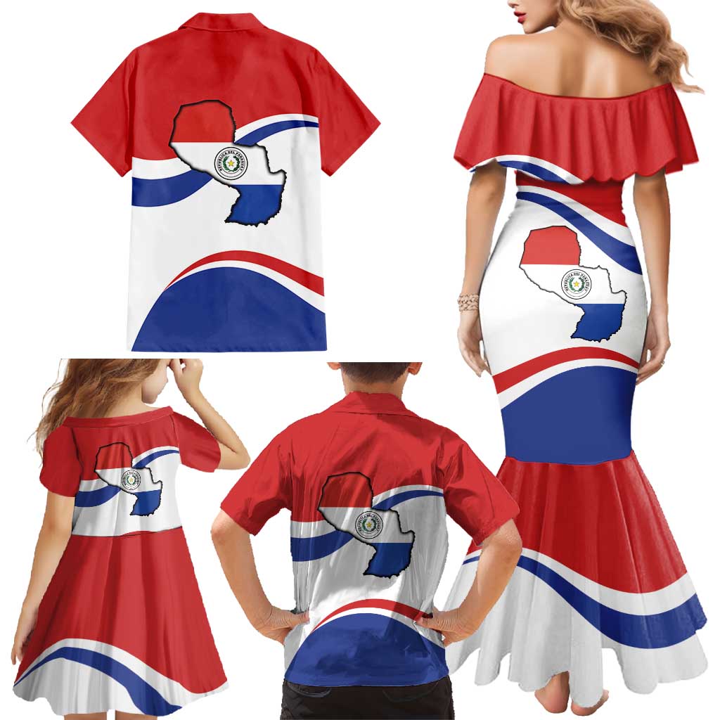 Paraguay Paz y justicia Family Matching Mermaid Dress and Hawaiian Shirt Coat of arms of Paraguay