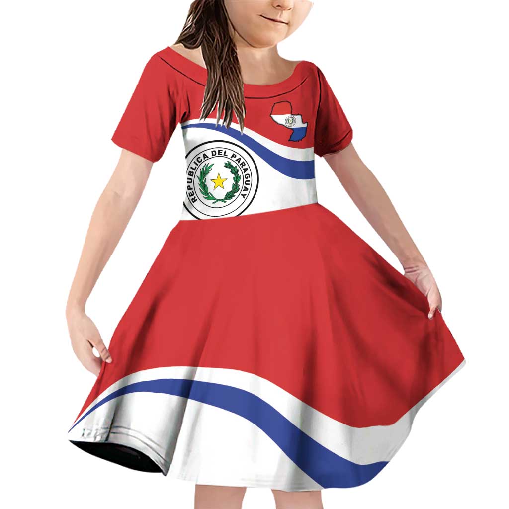 Paraguay Paz y justicia Family Matching Off Shoulder Short Dress and Hawaiian Shirt Coat of arms of Paraguay