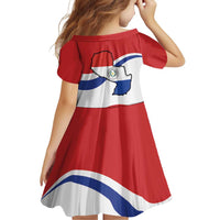 Paraguay Paz y justicia Family Matching Off Shoulder Short Dress and Hawaiian Shirt Coat of arms of Paraguay