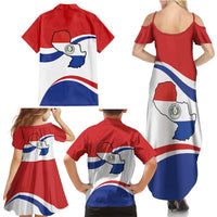 Paraguay Paz y justicia Family Matching Summer Maxi Dress and Hawaiian Shirt Coat of arms of Paraguay