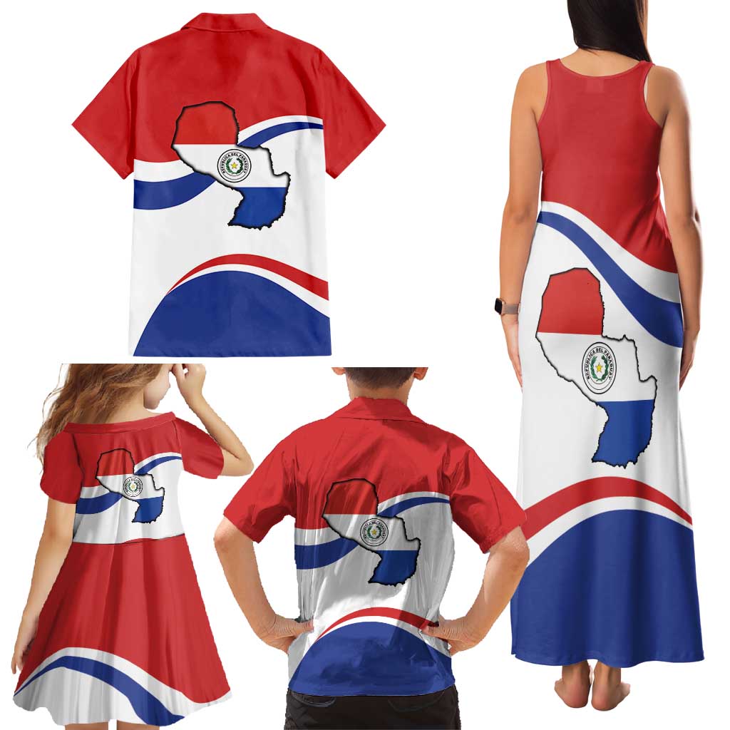 Paraguay Paz y justicia Family Matching Tank Maxi Dress and Hawaiian Shirt Coat of arms of Paraguay