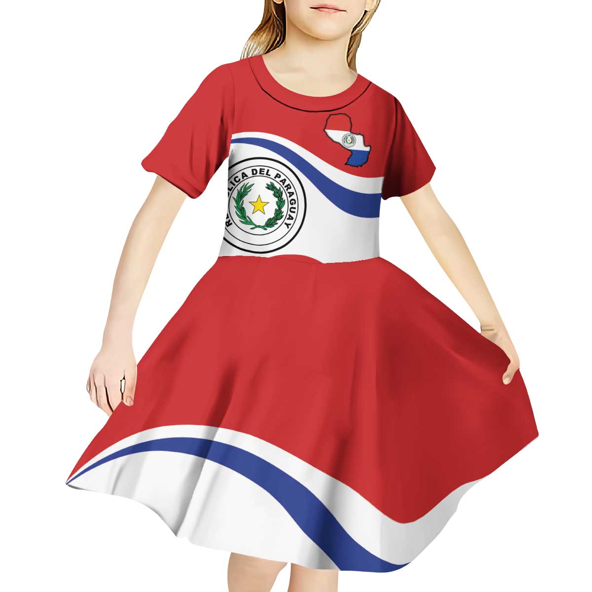 Paraguay Paz y justicia Kid Short Sleeve Dress Coat of arms of Paraguay