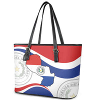 Paraguay Paz y justicia Leather Tote Bag Coat of arms of Paraguay