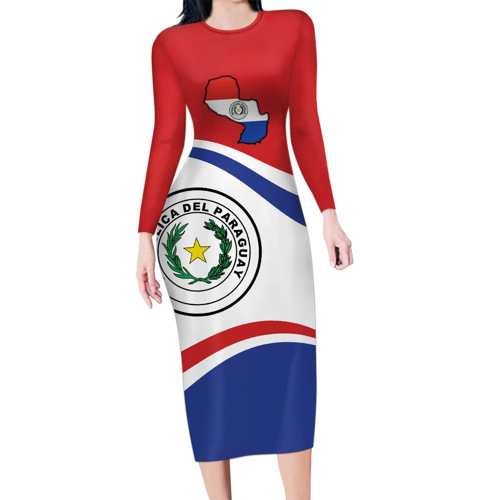 Paraguay Paz y justicia Long Sleeve Bodycon Dress Coat of arms of Paraguay