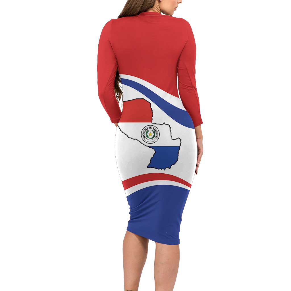 Paraguay Paz y justicia Long Sleeve Bodycon Dress Coat of arms of Paraguay