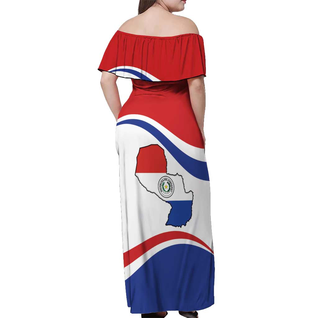 Paraguay Paz y justicia Off Shoulder Maxi Dress Coat of arms of Paraguay