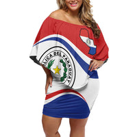 Paraguay Paz y justicia Off Shoulder Short Dress Coat of arms of Paraguay