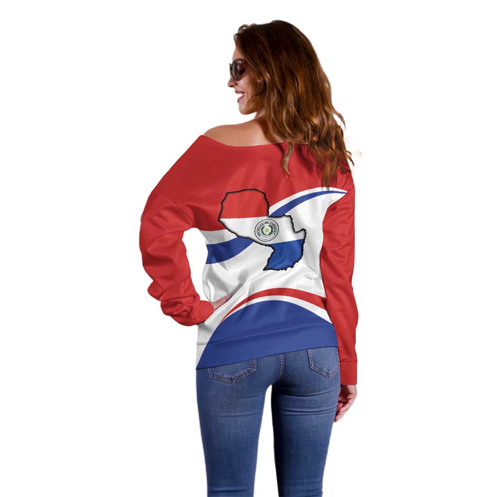 Paraguay Paz y justicia Off Shoulder Sweater Coat of arms of Paraguay