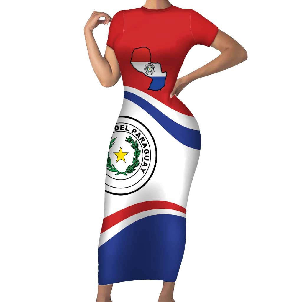 Paraguay Paz y justicia Short Sleeve Bodycon Dress Coat of arms of Paraguay