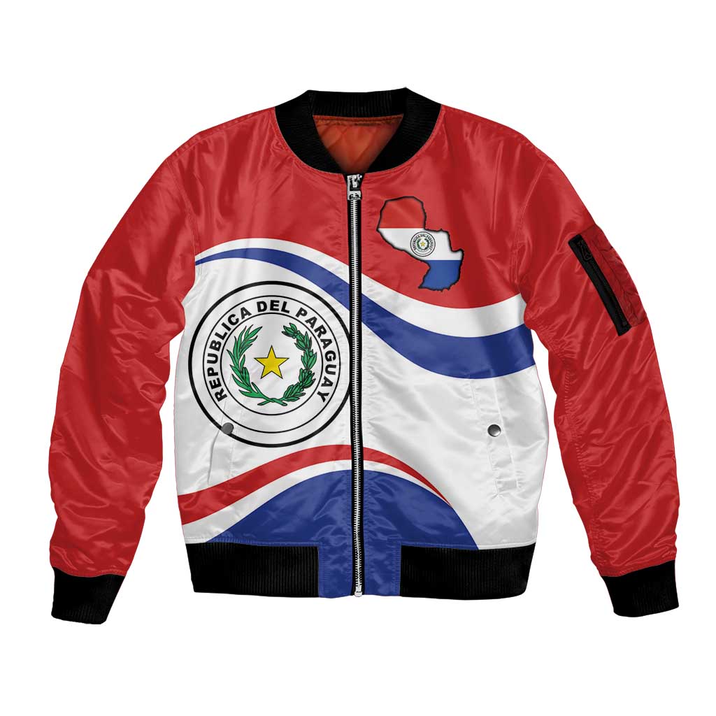 Paraguay Paz y justicia Sleeve Zip Bomber Jacket Coat of arms of Paraguay