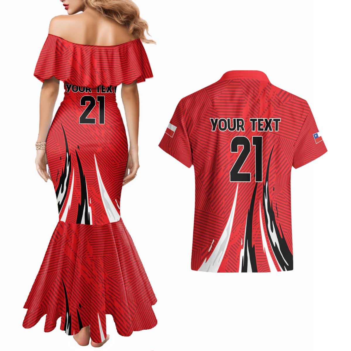 Chile Football Custom Couples Matching Mermaid Dress and Hawaiian Shirt Chi Chi Chi Le Le Le Viva Chile