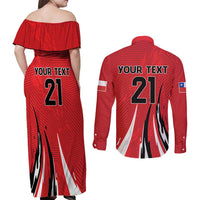 Chile Football Custom Couples Matching Off Shoulder Maxi Dress and Long Sleeve Button Shirt Chi Chi Chi Le Le Le Viva Chile