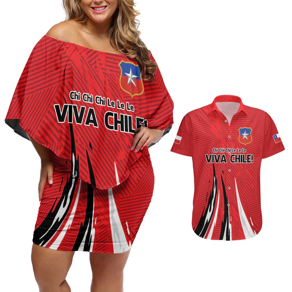 Chile Football Custom Couples Matching Off Shoulder Short Dress and Hawaiian Shirt Chi Chi Chi Le Le Le Viva Chile
